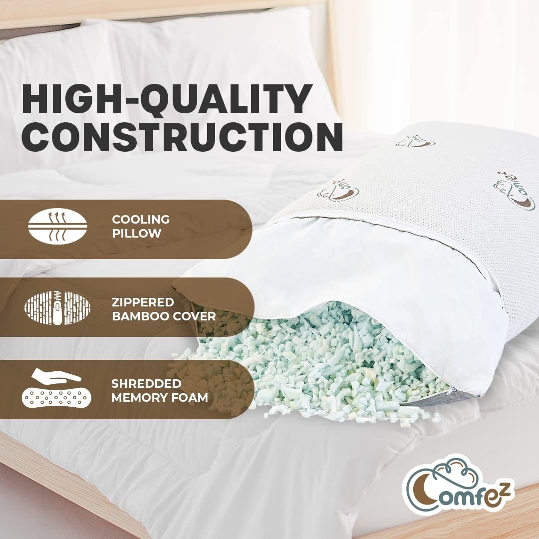 Full Body Pillow - Shredded Memory Foam & Zippered Cooling offers bamboo cover