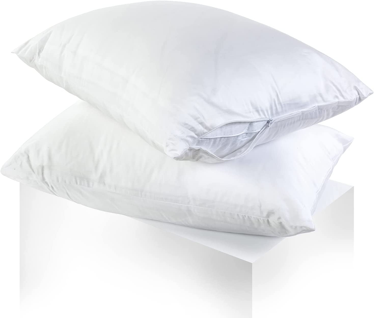 Linen Classique 320TC Zippered Pillow Protector White 2pack King Rightchoicebedding