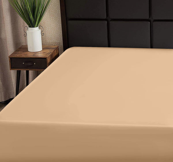 Superity Linen 100% Cotton Breathable Fitted Sheet – Beige