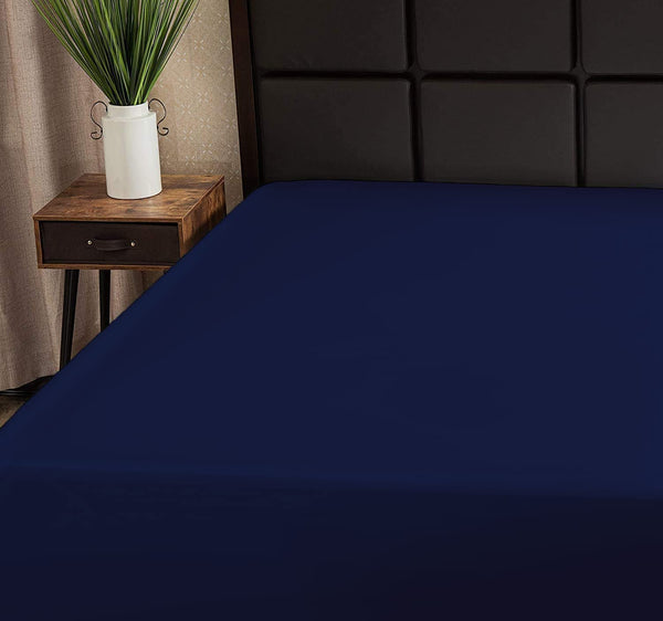 Superity Linen 100% Cotton Breathable Fitted Sheet - Navy