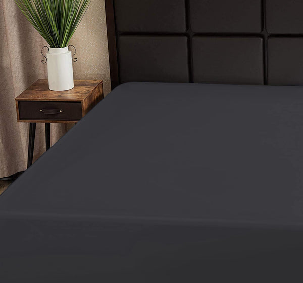 Superity Linen 100% Cotton Breathable Fitted Sheet – Dark Grey