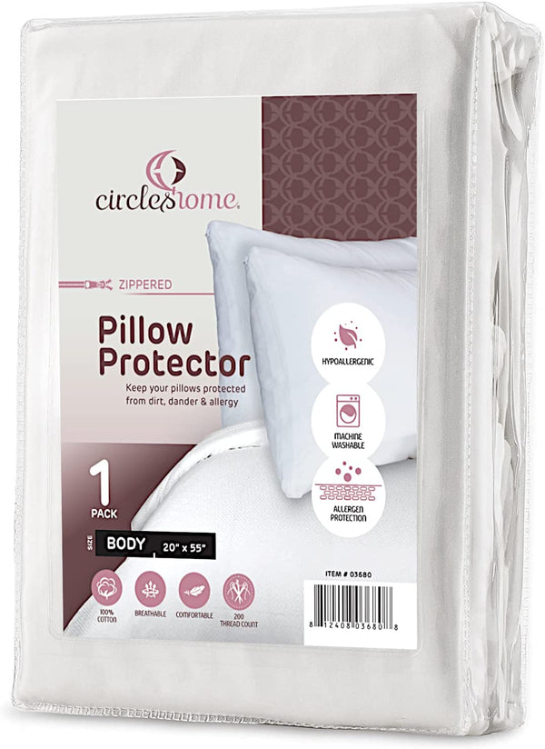 Circles Home 100% Cotton Breathable Pillow Protector with Zipper