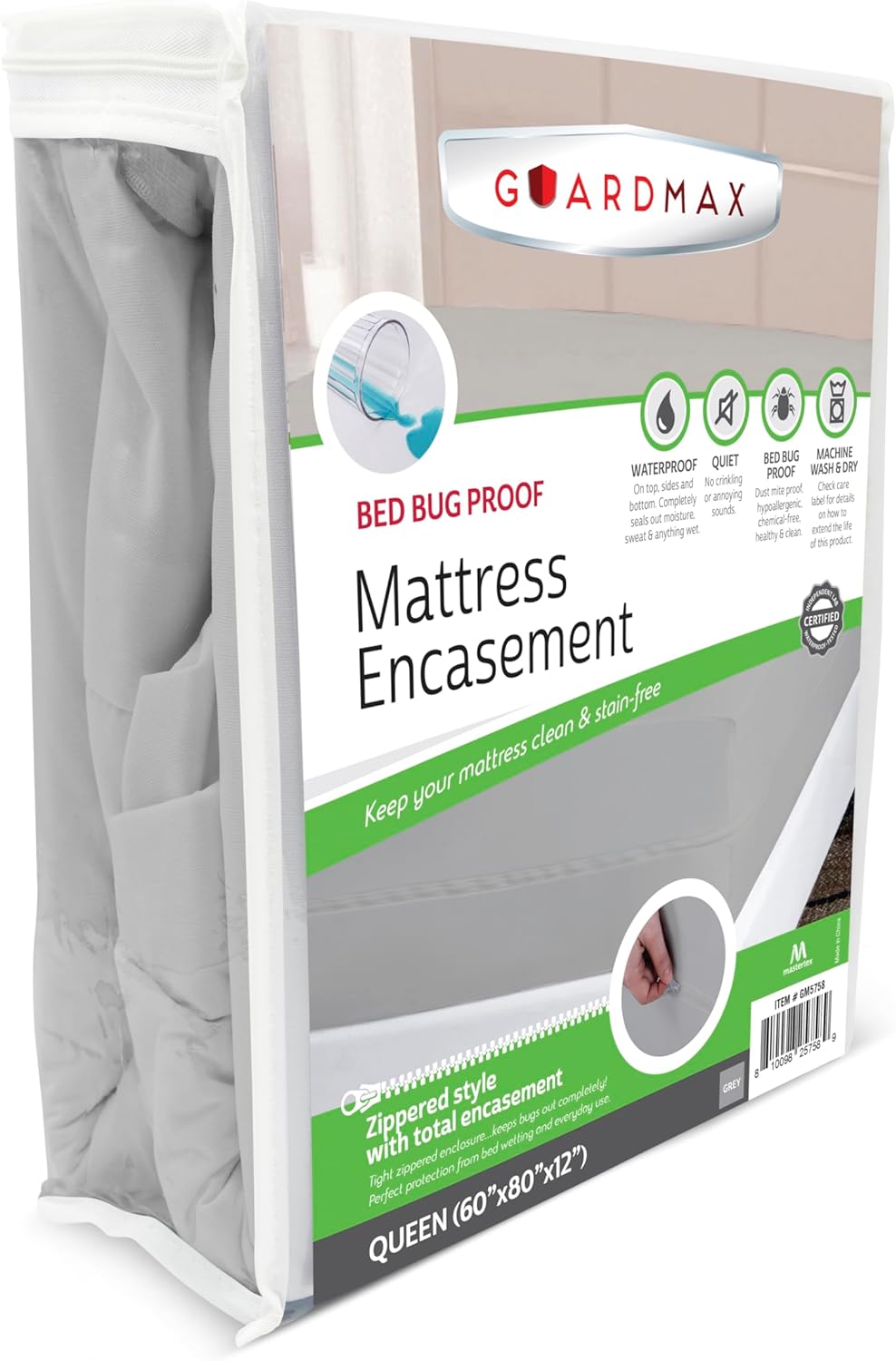 Guardmax Bed-Bug Waterproof Zippered Mattress Protector | Mattress ...